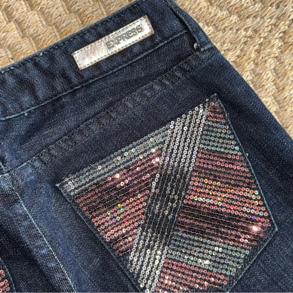 Women’s 6 Express Dark Indigo Jeans with Sparkling Pocket Stella Pants Straight